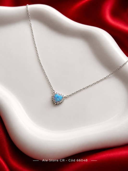 Gargantilla Corazón con Piedra Opalescente